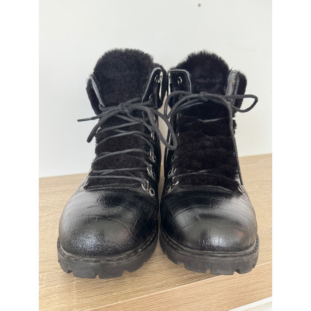 Artica Aisha Black Leather Winter Boots Fur Trim Ice Cleats Womens 37 US 6-6.5 - Picture 4 of 13